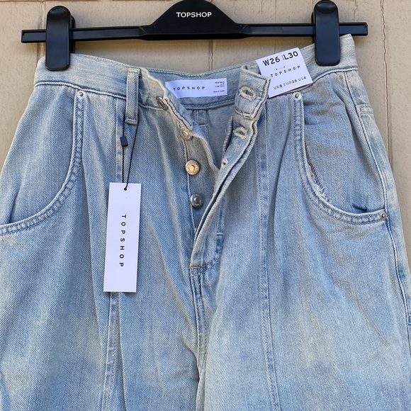 NWT Topshop Lightwash Wide Leg Jeans - Picture 4 of 5